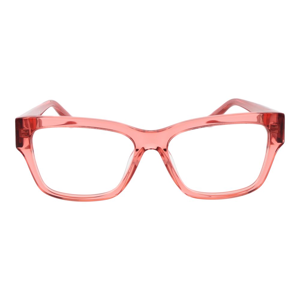 Guess Red Women Glasses Frame, rectangle full-rim acetate design, demo lenses, spring hinge, red color, stylish eyewear for women.
