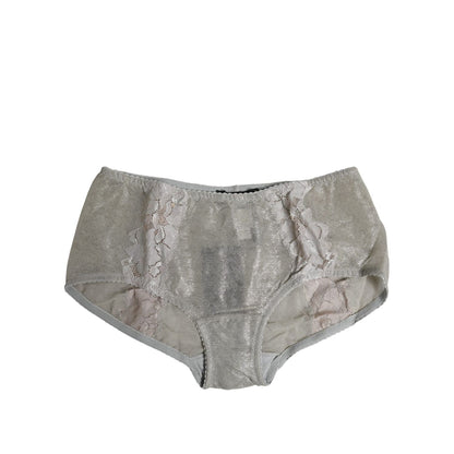 Dolce & Gabbana Gray Cotton Floral Lace High Waist Panty Underwear