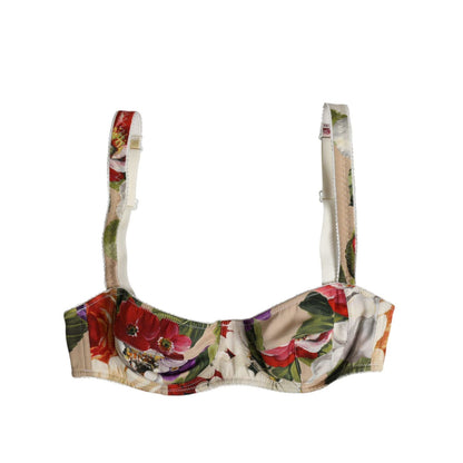 Dolce & Gabbana Beige Floral Balconcino Underwired Bra Underwear