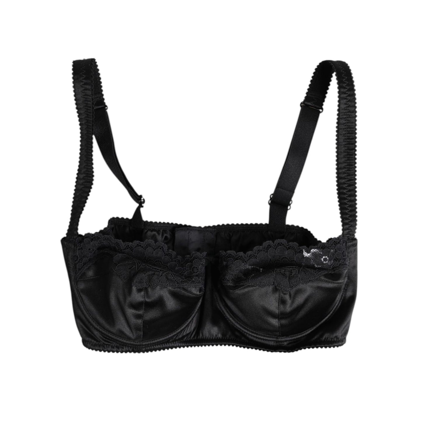 Dolce & Gabbana Black Silk Underwired Balconette Bra Underwear