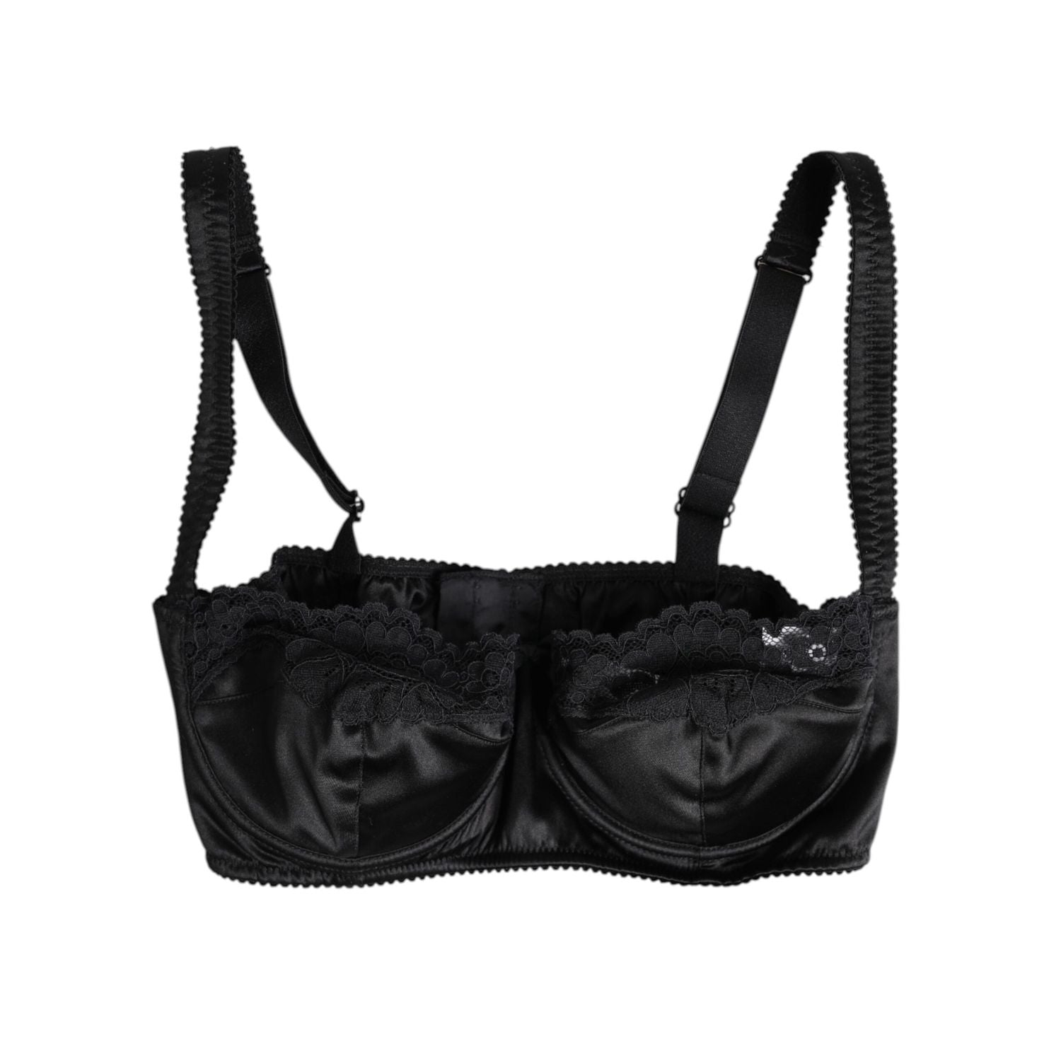 Dolce & Gabbana Black Silk Underwired Balconette Bra Underwear