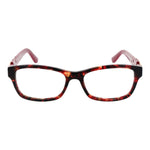 Guess Red Women Glasses Frame in acetate, rectangle style, full-rim, size 51-16-145, with demo plastic lenses and branded case included.