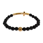 Nialaya Agate Stone Gold CZ Cross 925 Silver Bracelet Bracelet