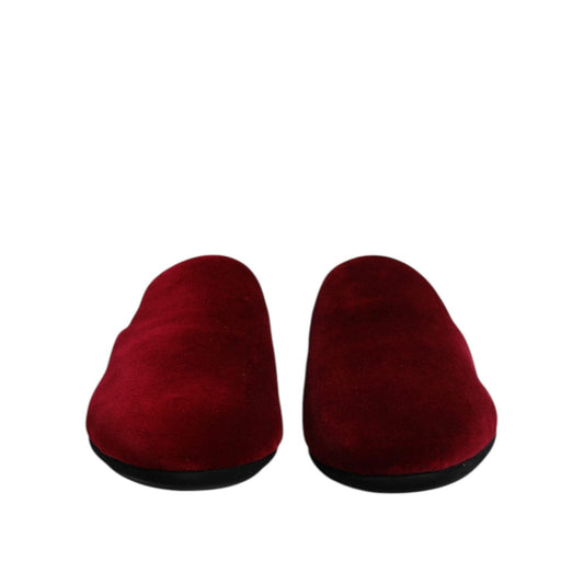 Dolce & Gabbana Red Viscose Velvet Slides Flat Slipper Shoes MV7557-43