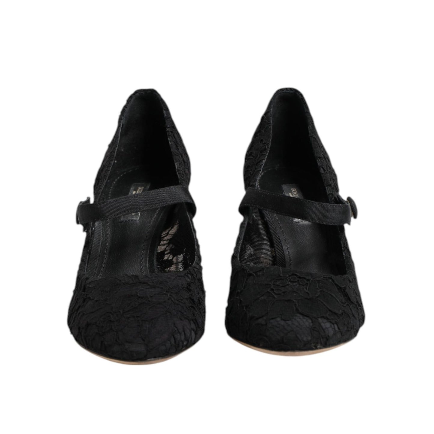 Dolce & Gabbana Black Mary Jane Taormina Lace Pumps Shoes