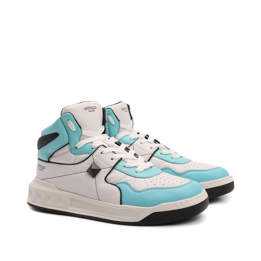 Valentino Garavani White Calfskin High Top Sneakers