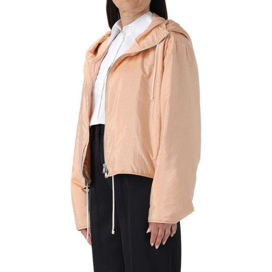 Jil Sander Blend Silk Zip-Up Hooded Jacket JI-8735501222100-S