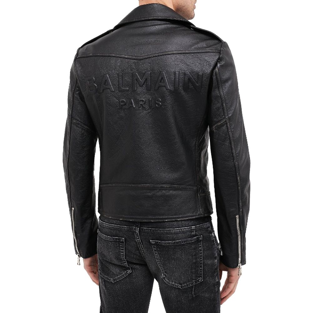 Balmain Black Leather Biker Jacket