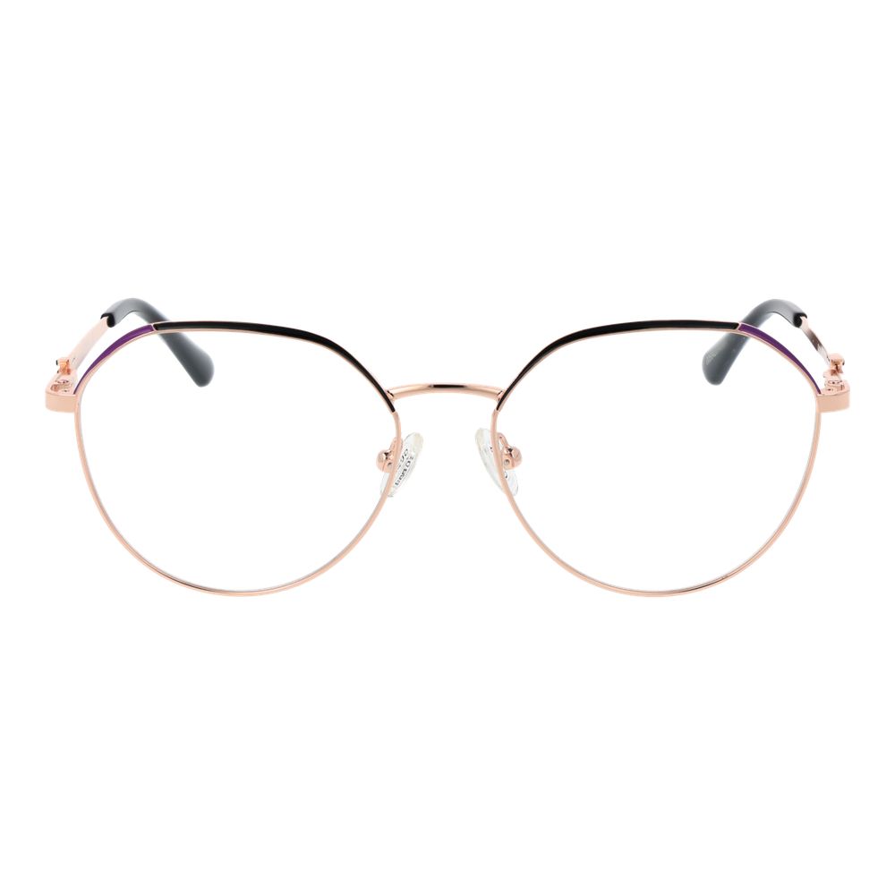 Guess Gold Women Glasses Frame made of metal with full-rim browline style and demo glasses, includes branded case, spring hinge design.