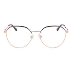 Guess Gold Women Glasses Frame made of metal with full-rim browline style and demo glasses, includes branded case, spring hinge design.
