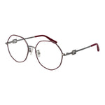 Guess Red Women Glasses Frame with metal full-rim design, square style, and demo plastic lenses. Includes branded case.