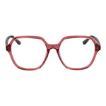 Guess Red Women Glasses Frame, red acetate full-rim geometric eyepiece with demo lenses and branded case included.