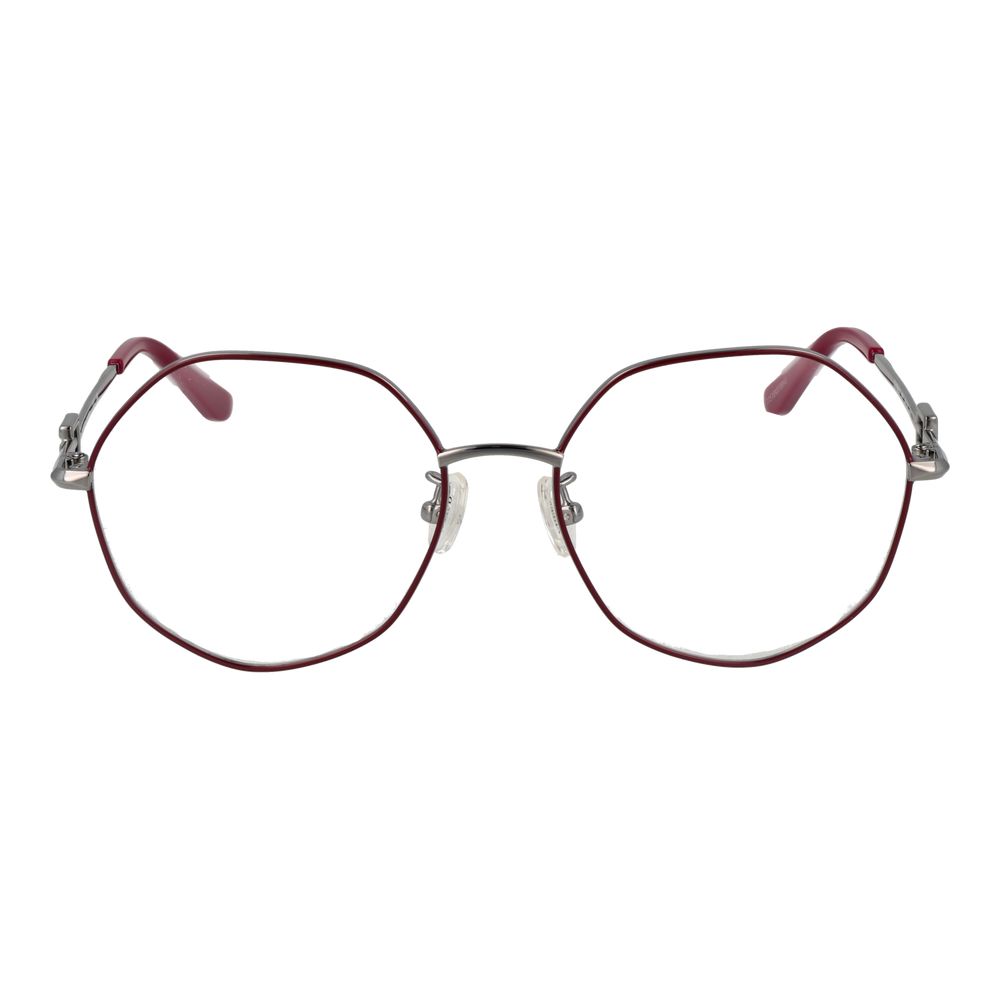 Guess Red Women Glasses Frame, square full-rim metal frame, demo lenses, 54-17-145 dimensions, includes branded case.