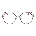 Guess Red Women Glasses Frame, square full-rim metal frame, demo lenses, 54-17-145 dimensions, includes branded case.