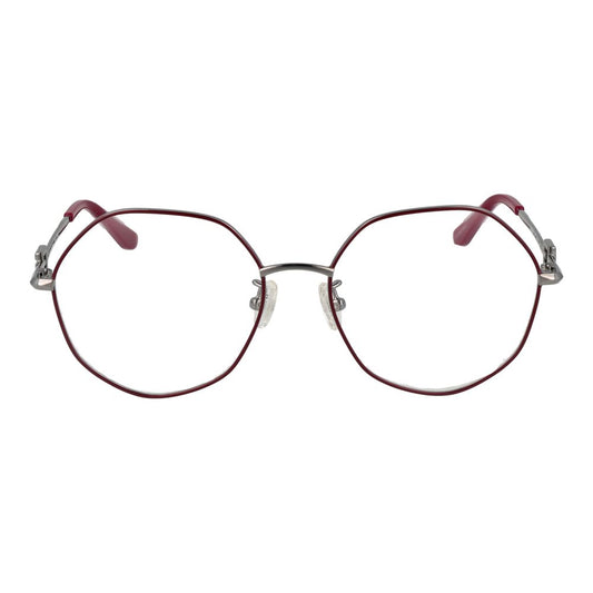 Guess Red Women Glasses Frame, full-rim metal design with square style and demo lenses, size 54-17-145, includes branded case.