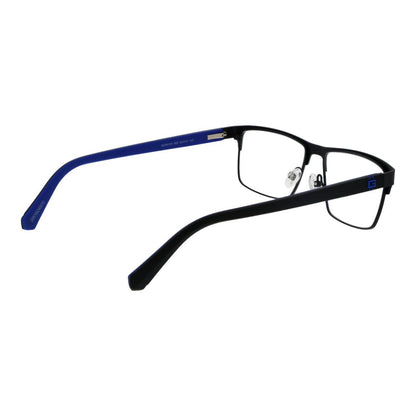 Guess Black Metal Glasses (Frames) for men with full-rim browline style, black metal frame, plastic demo lenses, and spring hinge feature.