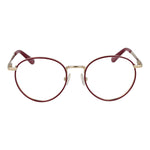 Guess Red Women Glasses Frame, round full-rim metal with demo lenses, size 50-18-140.