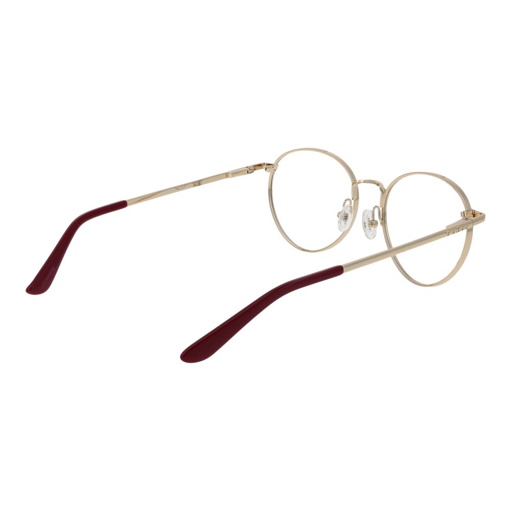 Guess Red Women Glasses Frame in metal full-rim design with red accents and demo lenses.