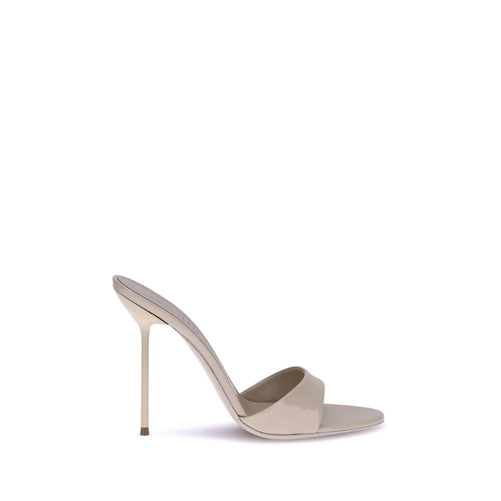 Paris Texas Beige Calf Leather Bos Taurus Stiletto Heel Sandals with open toe and sleek design.