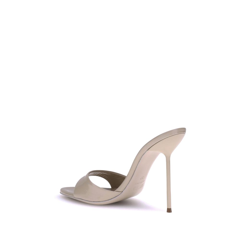 Paris Texas Beige Calf Leather Bos Taurus Stiletto Heel Sandals with open toe and sleek design.