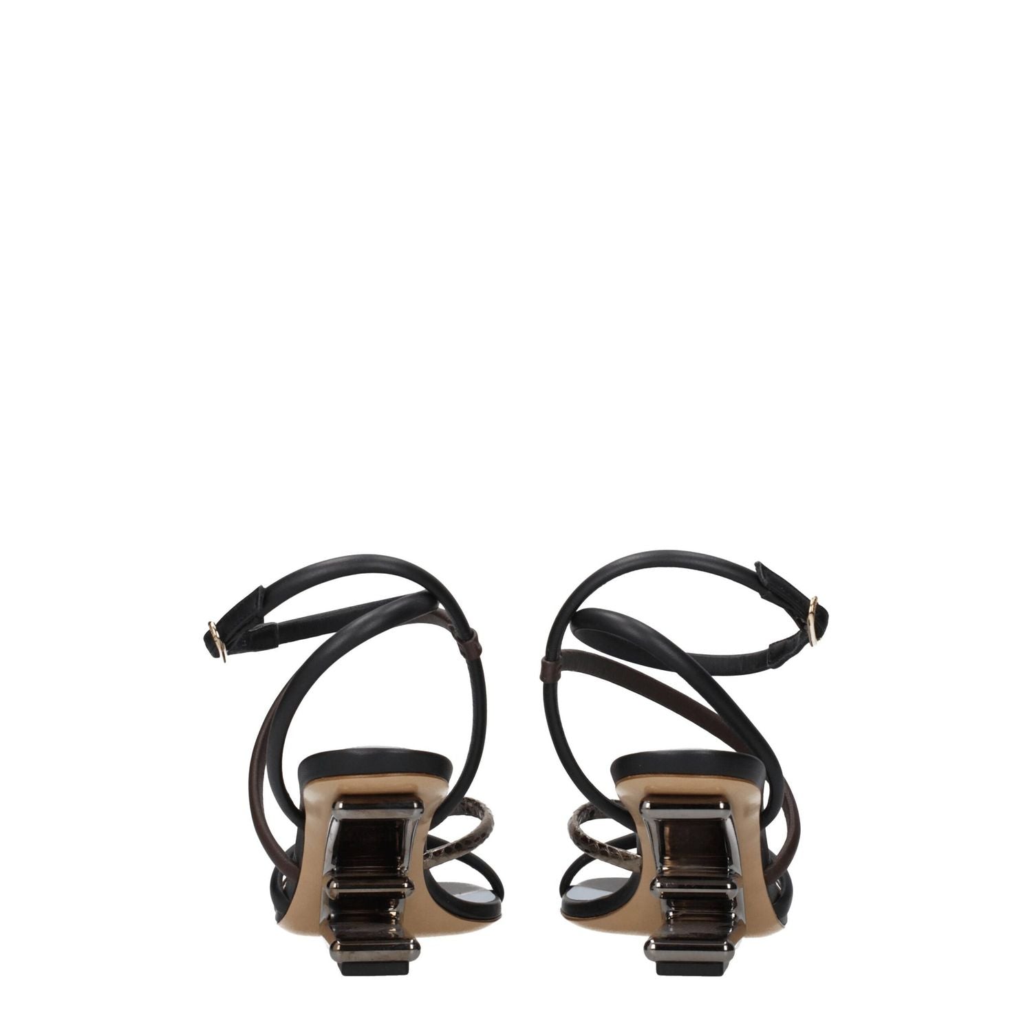 Fendi Multicolor Leather Flat Sandals