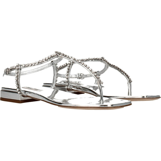 Miu Miu Gray Leather Flip-Flop Sandals MI-8547312730377-EU36/US6