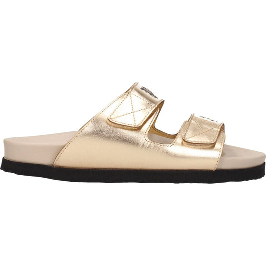Palm Angels Gold Leather Slippers Sandals PA-8547326394633-EU36/US6