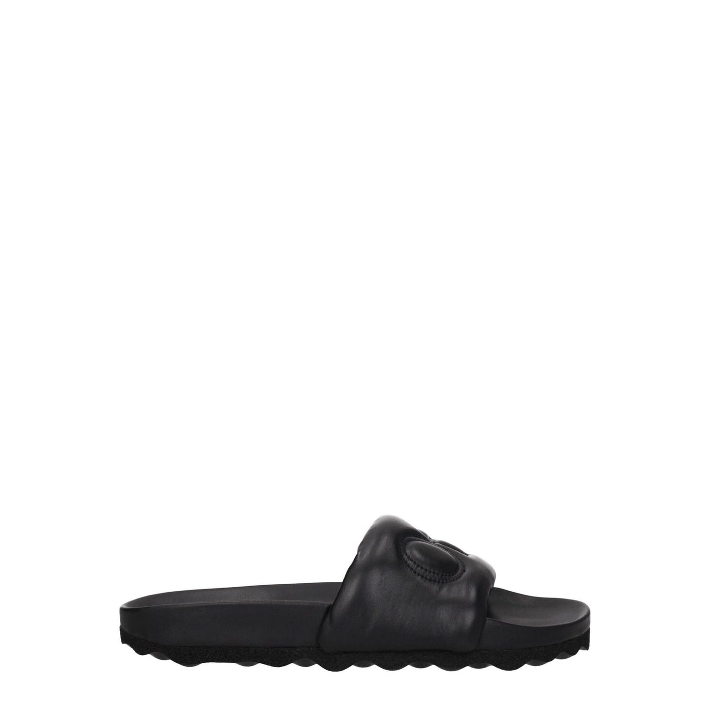 Off-White Black Leather Slippers