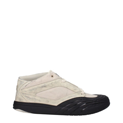 Givenchy Beige Fabric Chunky Sneakers with vintage effect, lace-up closure, and rubber sole, featuring front and back logos.