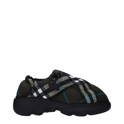 Burberry Green Fabric Slip-On Loafers