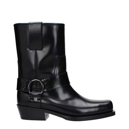 Valentino Garavani Black Leather Ankle Boots