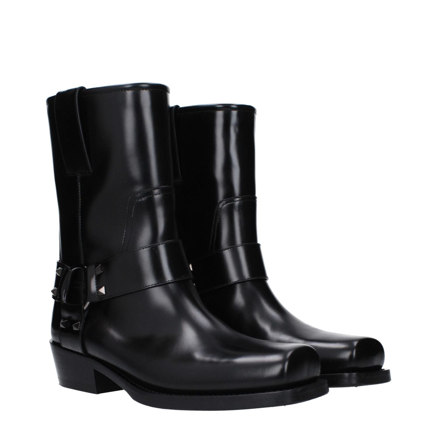 Valentino Garavani Black Leather Ankle Boots