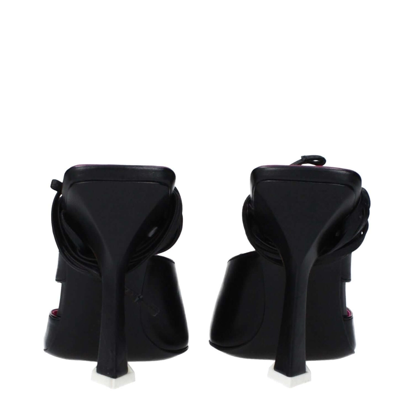 The Attico Black Leather Stiletto Heel Sandals