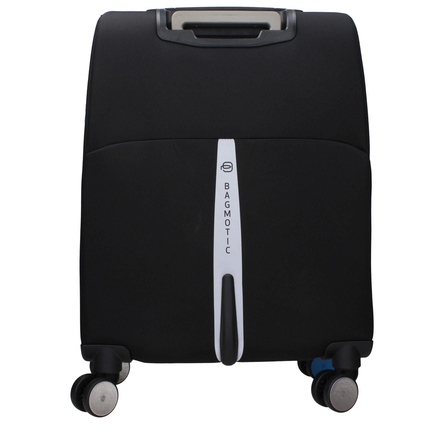 Front view with bag zipped and handles upright.