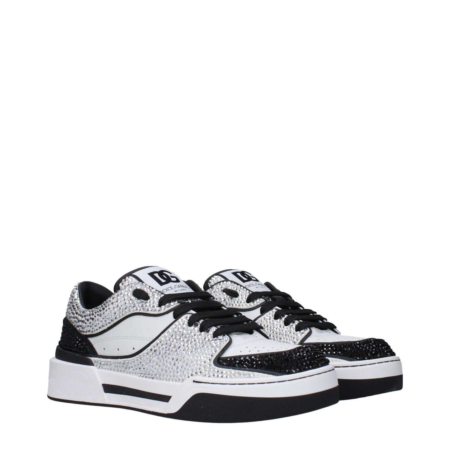 Dolce & Gabbana White Leather Low Top Sneakers with front and back logo, MPN CK2036AM80389697, code F83259, in white leather.