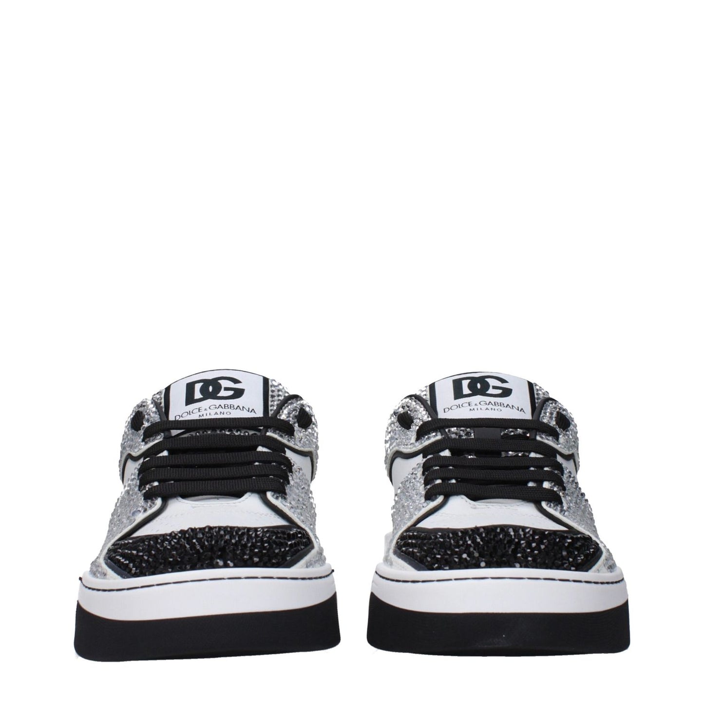 Dolce & Gabbana White Leather Low Top Sneakers with front and back logo details, MPN CK2036AM80389697, code F83259, stylish design.