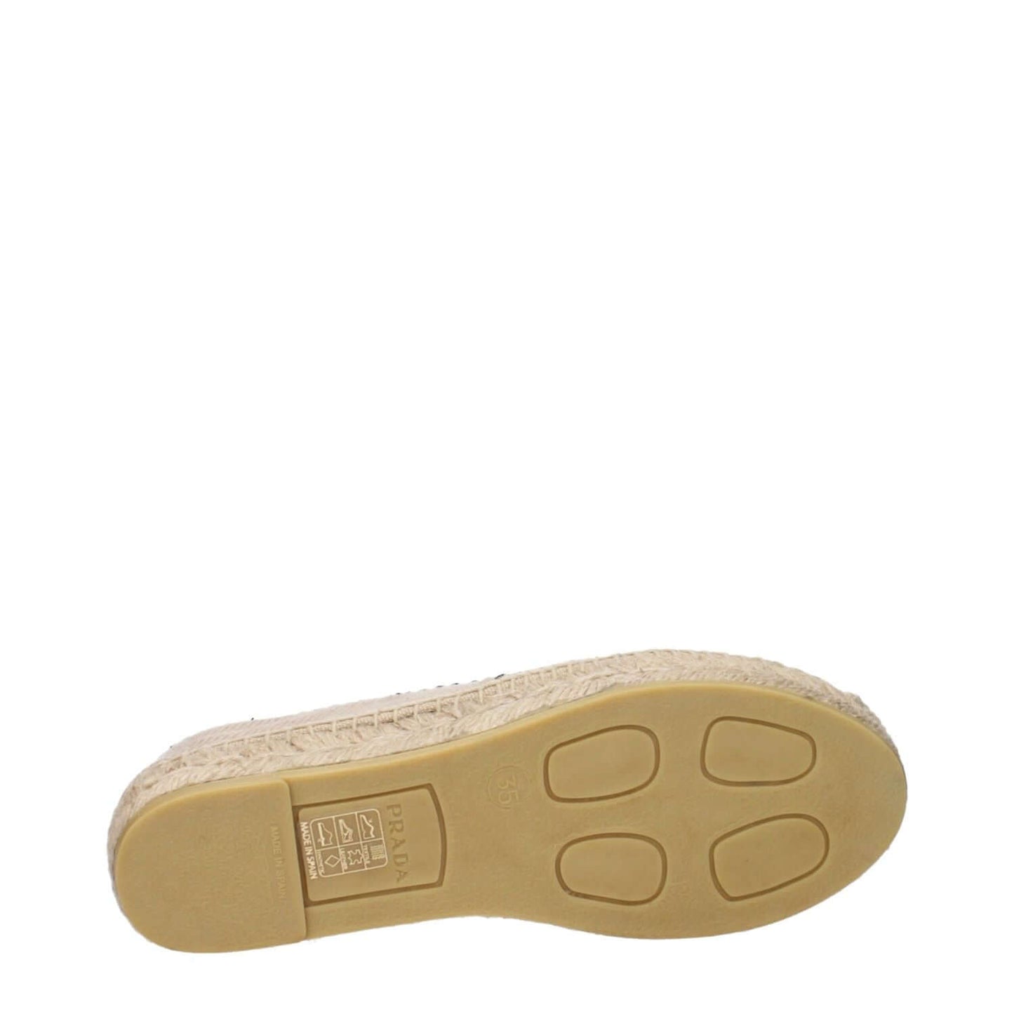 Sole view of Prada Beige Fabric Espadrilles showcasing the detailed craftsmanship in beige fabric with textured design.