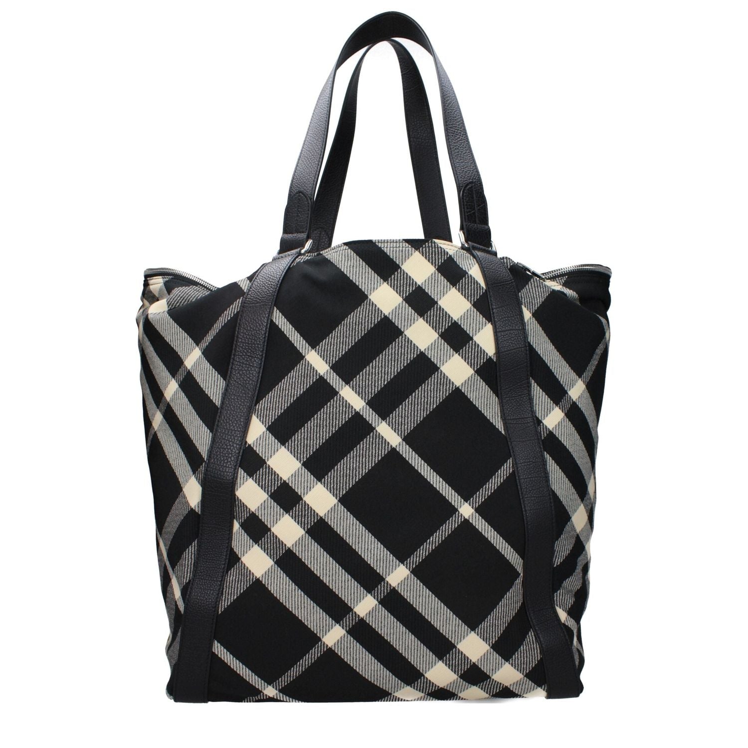Front view with bag zipped and handles upright.