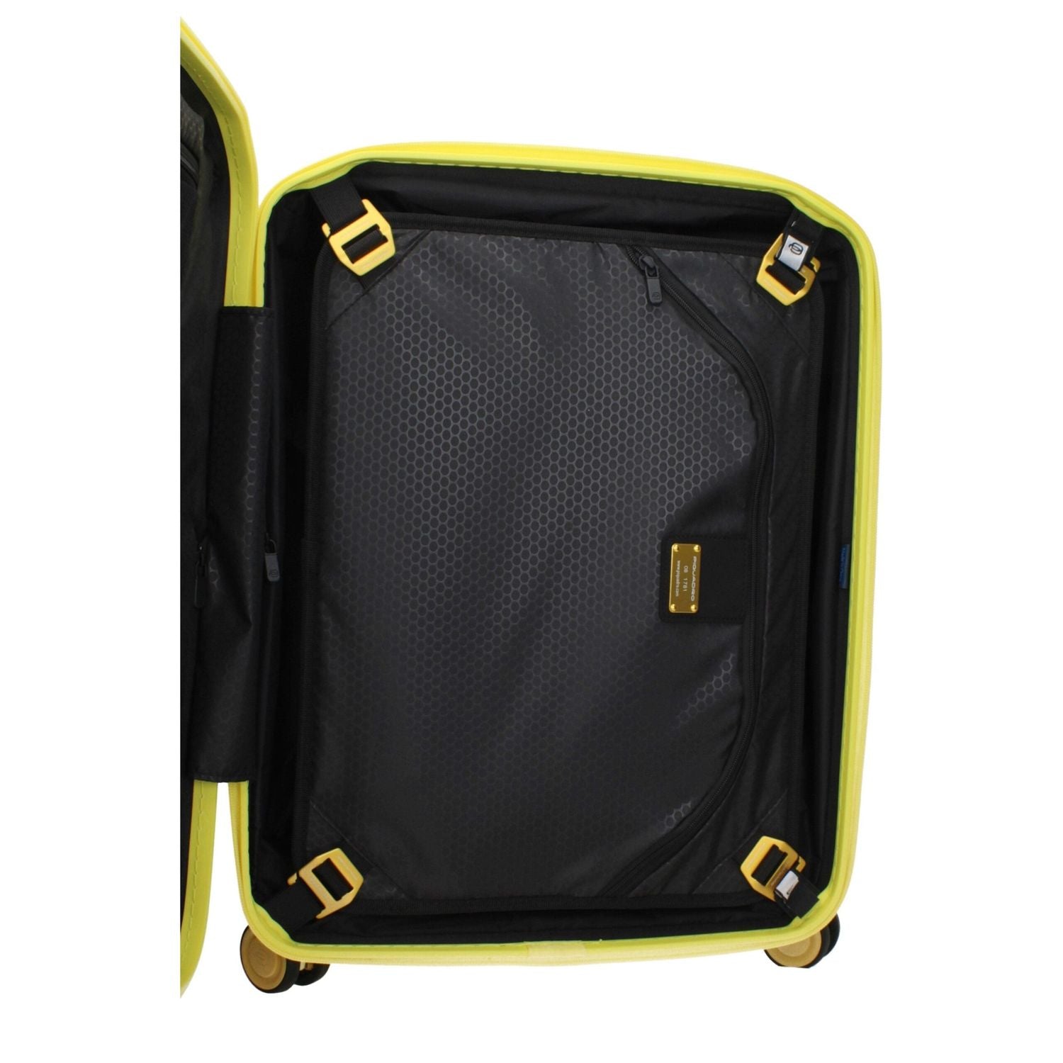 Front view with bag zipped and handles upright.