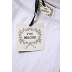 PINK MEMORIES White Cotton Short Sleeves Round Neck Blouse Top