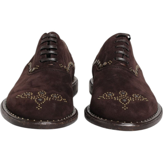 Dolce & Gabbana Brown Velvet Lace Up Oxford Dress Shoes MV7630-41