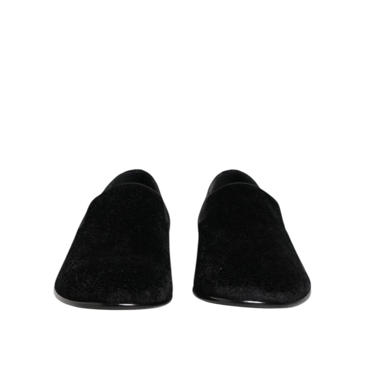 Dolce & Gabbana Black Jacquard Loafers Formal Men Dress Shoes