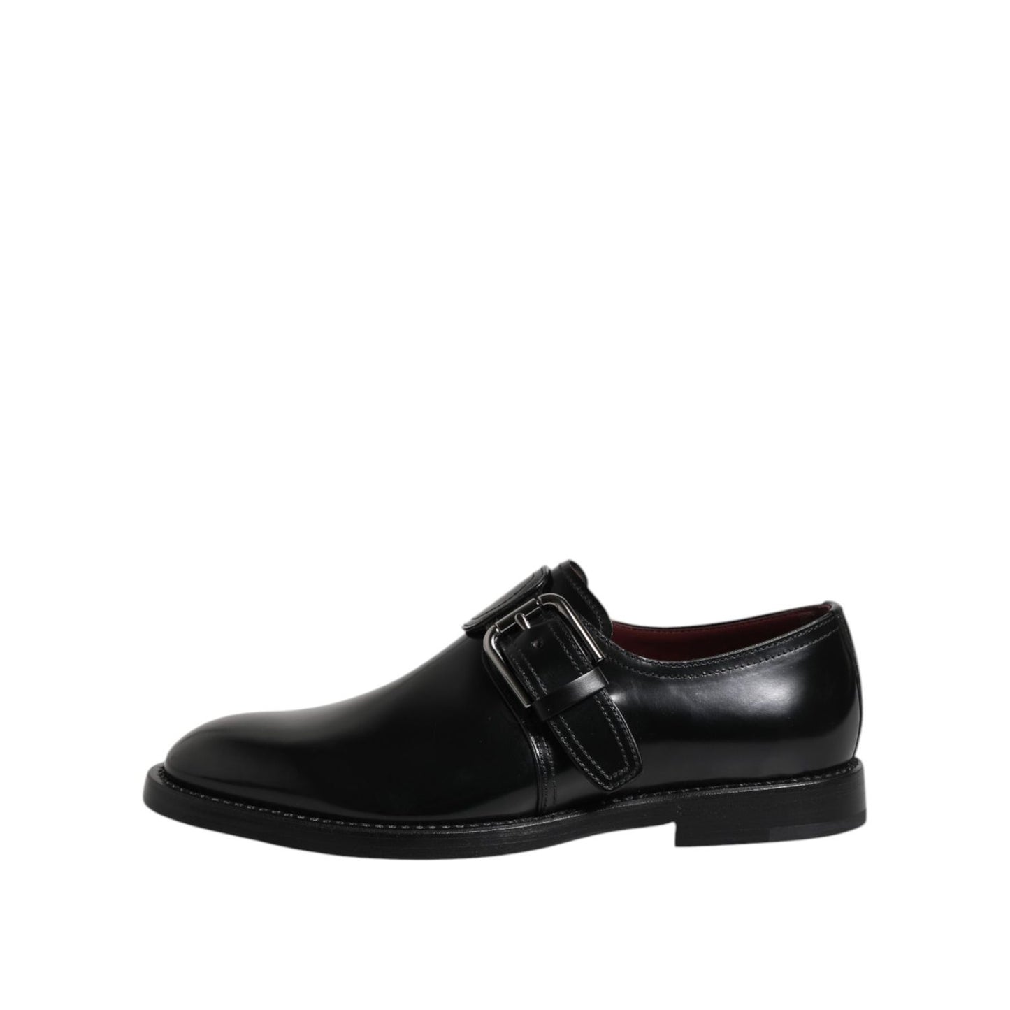 Dolce & Gabbana Black Leather Monk Strap Derby Formal Shoes