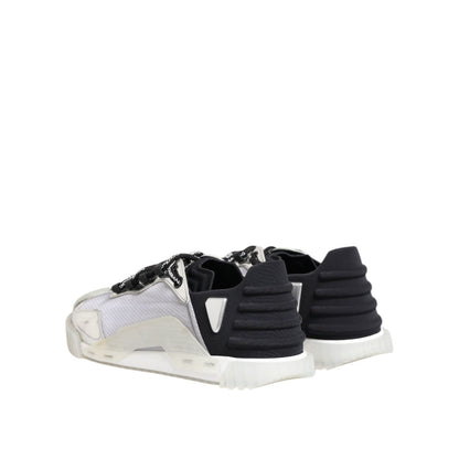 Dolce & Gabbana Silver Black Nylon NS1 Low Top Sneakers Shoes