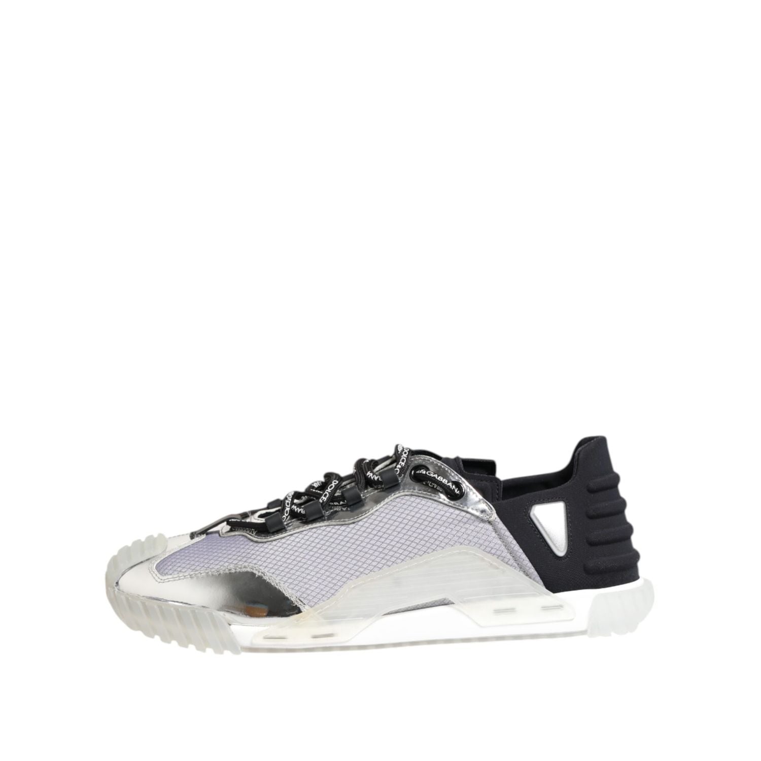 Dolce & Gabbana Silver Black Nylon NS1 Low Top Sneakers Shoes