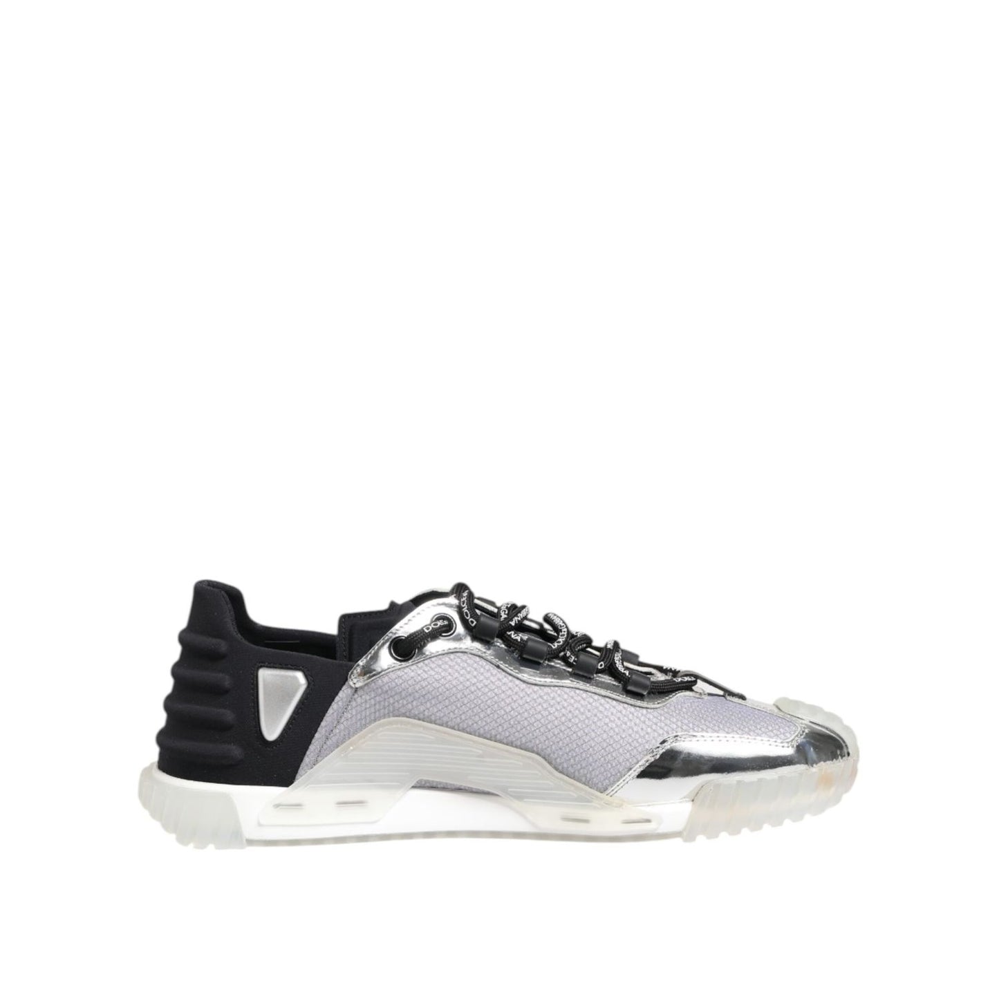 Dolce & Gabbana Silver Black Nylon NS1 Low Top Sneakers Shoes