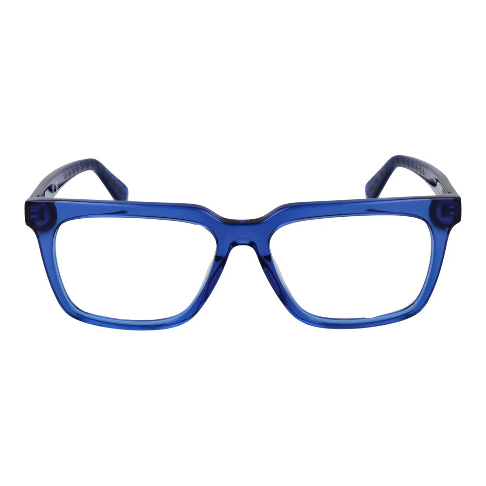 Guess Blue Men Glasses Frame, full-rim rectangle acetate, demo lenses, spring hinge, blue color.