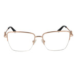 Guess Gold Women Glasses Frame in metal, half-rim style, features square design with demo lenses, includes branded case.