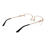 Guess Gold Women Glasses Frame with gold metal half-rim and square design, featuring demo lenses and spring hinges. Includes branded case.