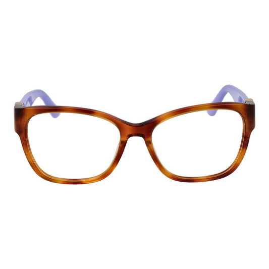 Guess Brown Women Glasses Frame in acetate with full-rim rectangle style, demo lenses, size 54-16-140, includes branded case